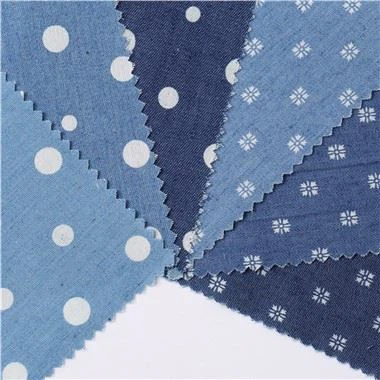 Létt prentað denim efni